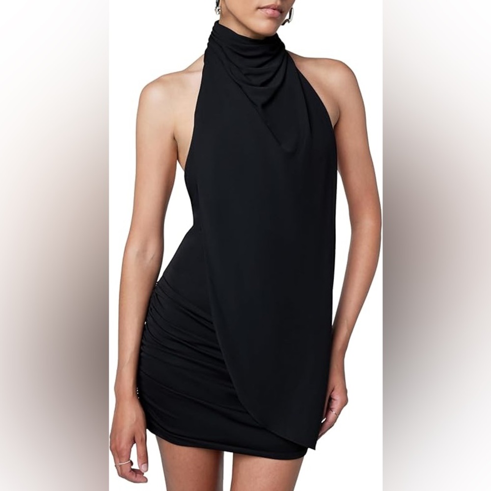 RONNY KOBO Backless Halter Mini Dress